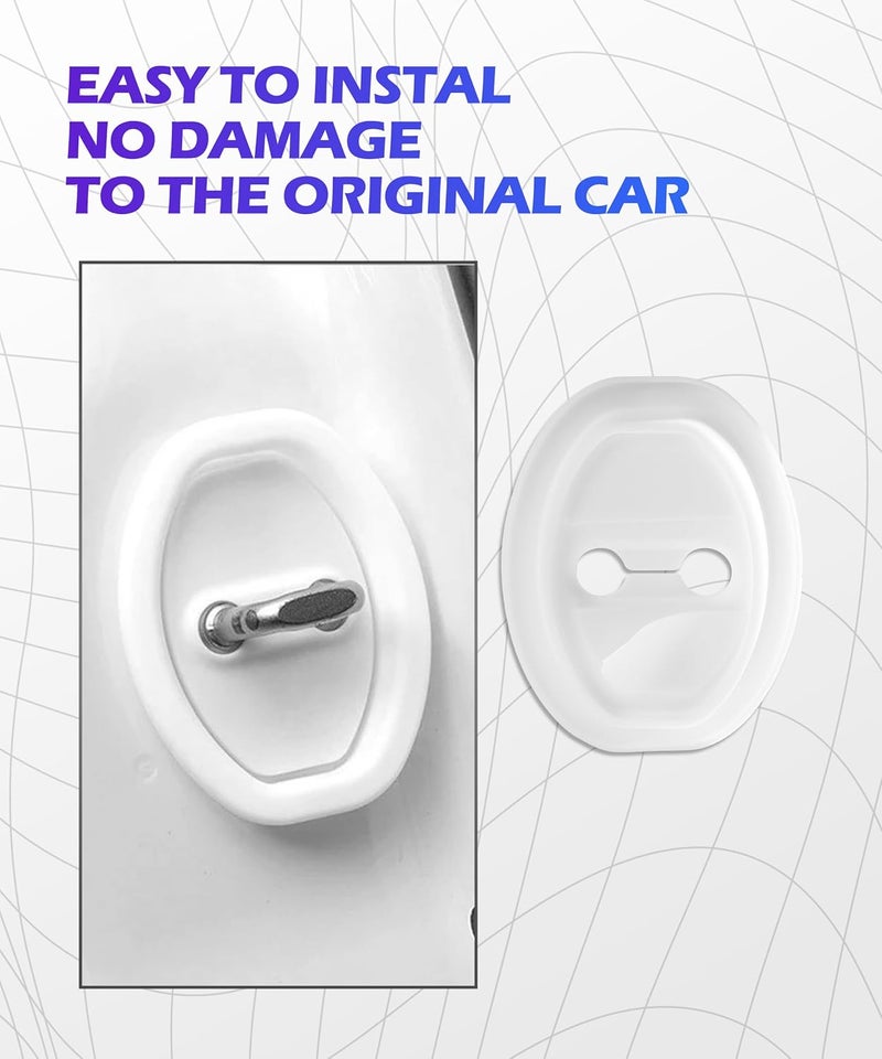 SCUARI 4PCS Car Door Lock Cover,Car Accessories Silicone Silent Car Door Slam Stopper,Universal Self-Adhesive Automotive Decorations&Protects Protector Cover for Cars,Suitable for Most Vehicle (White) - Image 5